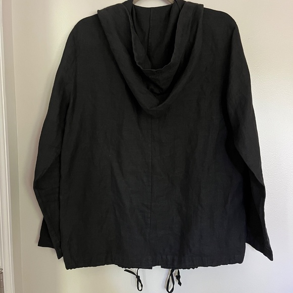 Vintage Lands' End Black Linen Button Down Hoodie - Picture 6 of 6